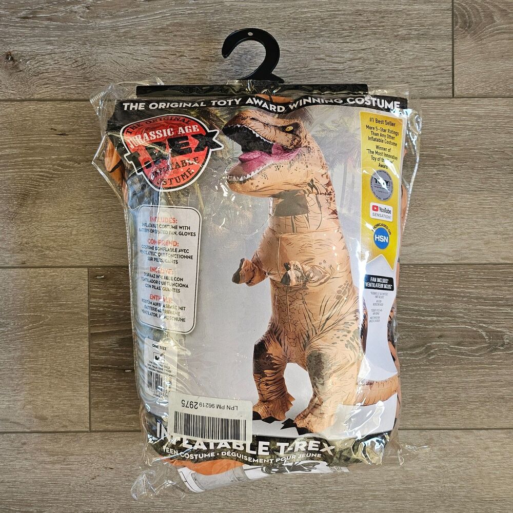 TEEN Inflatable T-Rex Costume Jurassic Age One Size Halloween Cosplay Dinosaur